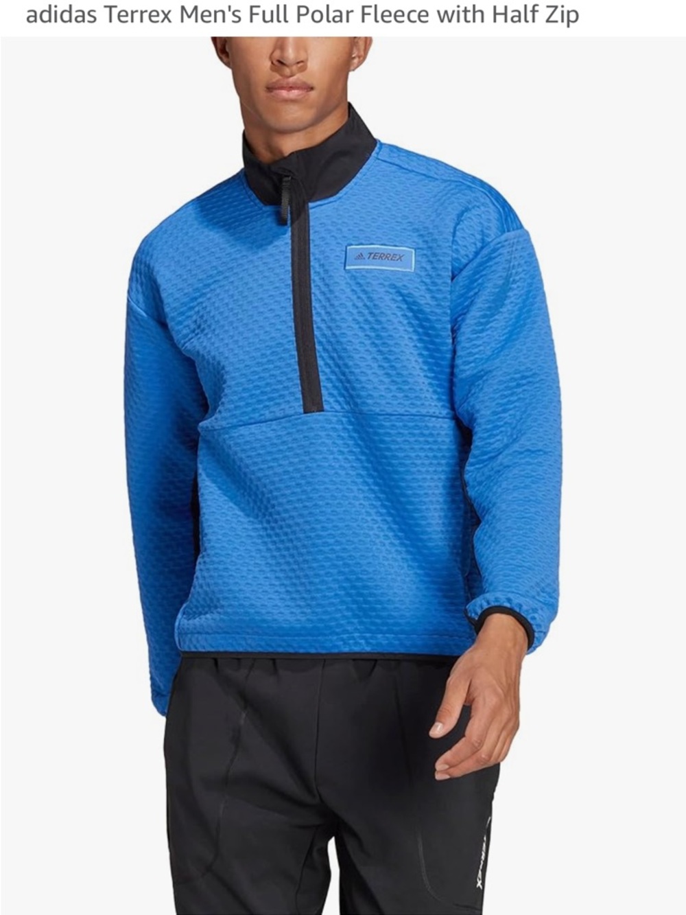 adidas Terrex Blue Half-Zip Quilted Performance Jacket | Men’s Size Small